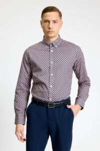 Ben Sherman Camisa Split Geo Print 1013403 Rose 1