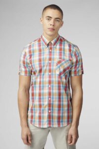 Ben Sherman Camisa gingham overcheck Kingfisher