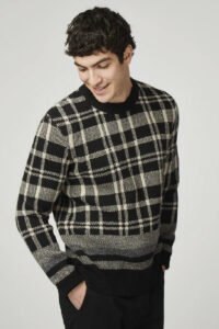 Ben Sherman Jersey Tartan Jacquard Crew 0078516 Black