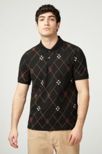 Ben Sherman Polo Argyle Printed Black 1