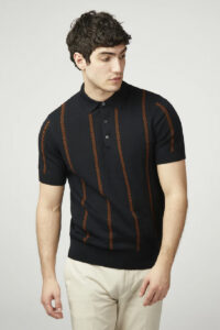 Ben Sherman Polo Jaquard Stripe 0077607 Black