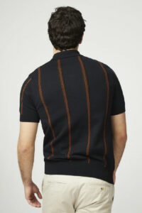 Ben Sherman Polo Jaquard Stripe 0077607 Black