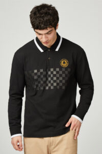 Ben Sherman Polo Manga Larga Ace Cafe Chequerboard 0077657 Black 1