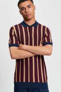 Ben Sherman Polo Raised Stripe 1013029 Dark Wine 1