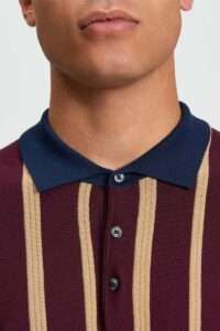 Ben Sherman Polo Raised Stripe 1013029 Dark Wine