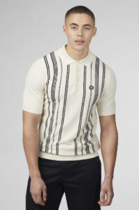 Polo de punto Ben Sherman Crinkle cotton Stripe