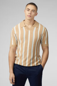 Ben Sherman Polo punto VERTICAL STRIPE OPEN NECK Stone 1