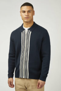Ben Sherman Tracktop de punto Textured Zip Through 0077622 Dark Navy 1