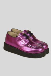 Doble suela-creeper-shoe- piel metalizada rosa