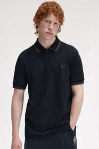 Fred Perry Polo M3600 Z58 Negro-Verde-Burgundy 1