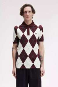 Fred Perry Polo Print Argyle Ecru 1
