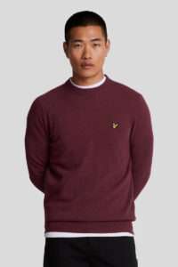Lyle&Scott Jersey cuello redondo Lana Burgundy Marl