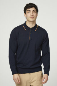 Polo Manga larga Tipped Merino 1012852 Dark Navy